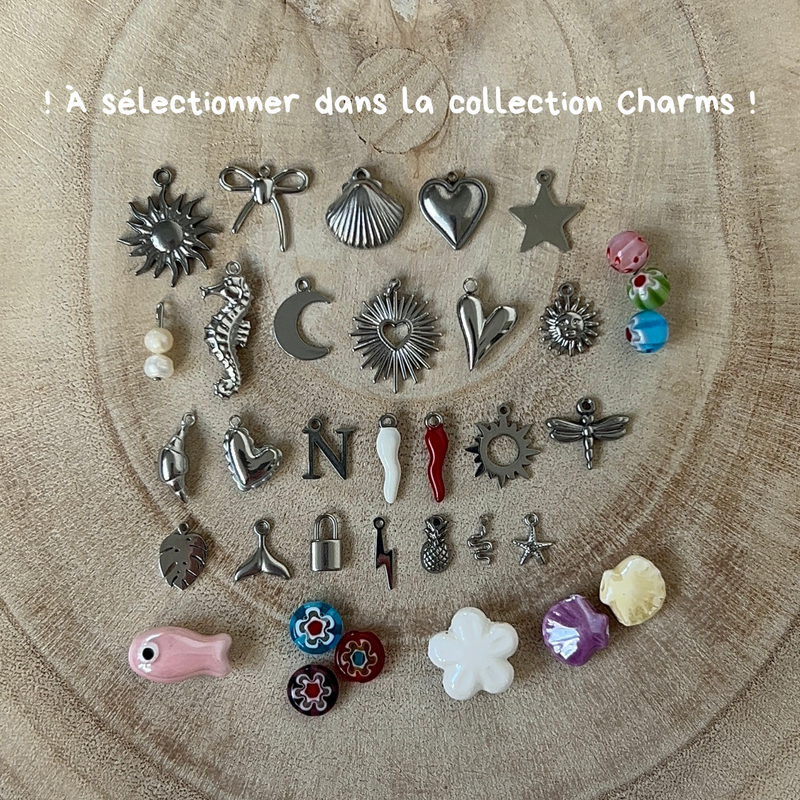 charms argenté en acier inoxydable