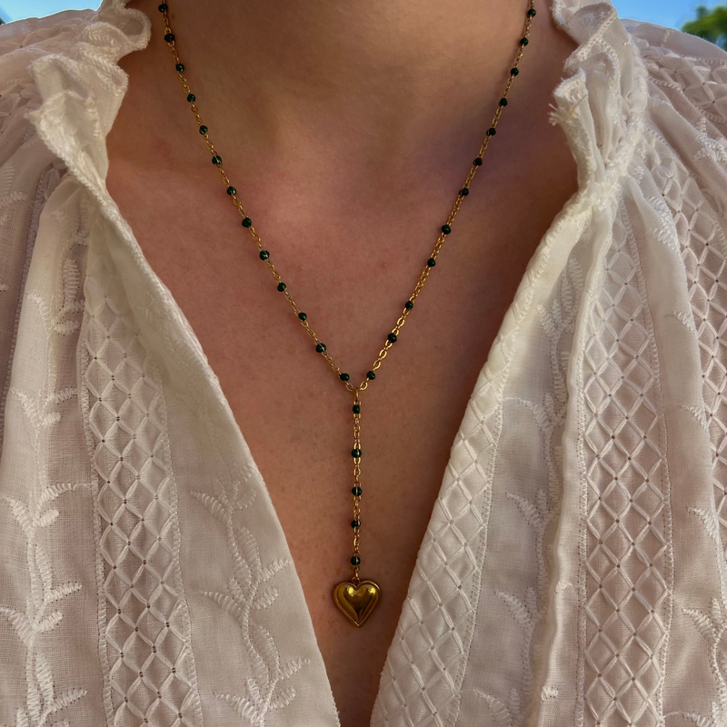 Sautoir à personnaliser avec charms, chaîne verte en acier inoxydable