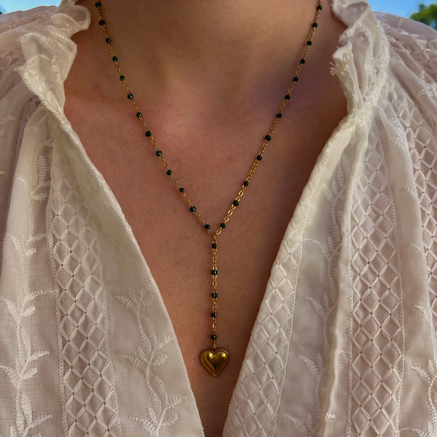 Sautoir à personnaliser avec charms, chaîne verte en acier inoxydable