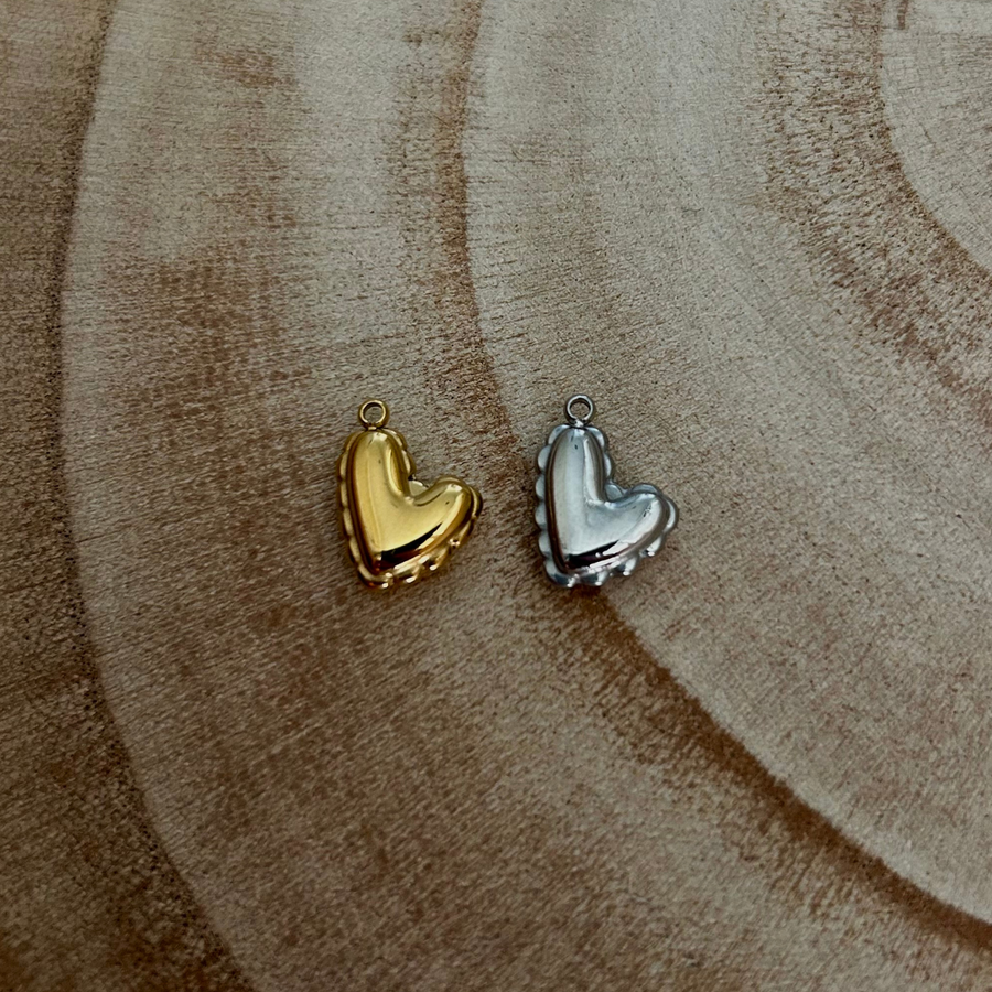 Deux charms coeur en acier inoxydable doré et argenté pour bijou personnalisable