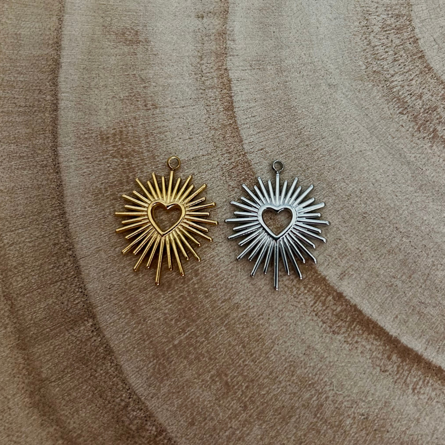 Deux charms coeur en acier inoxydable doré et argenté pour bijou personnalisable   