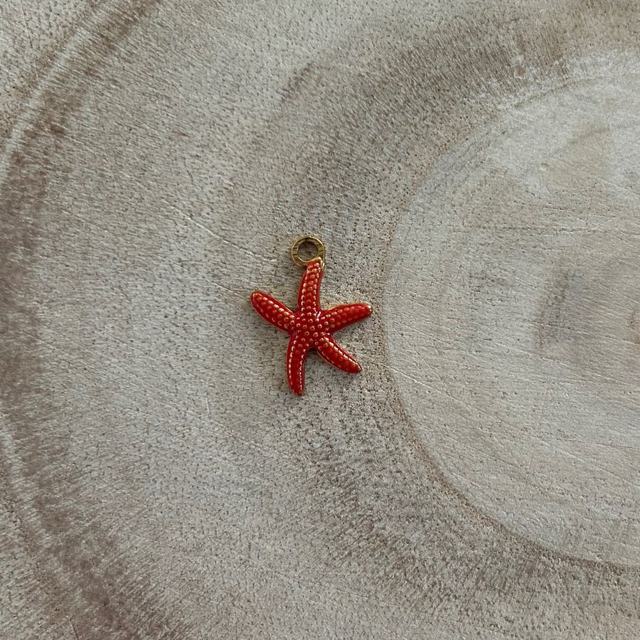 Charm étoile de mer rouge en acier inoxydable doré pour bijou personnalisable