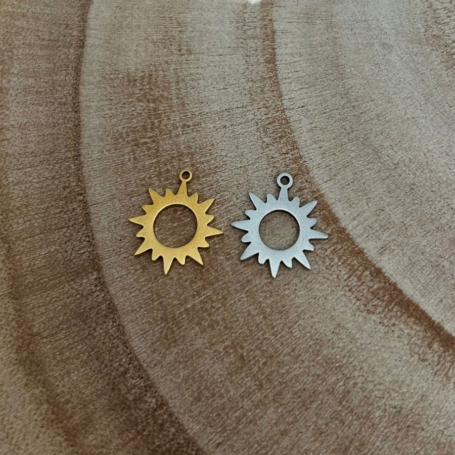 Deux charms soleil en acier inoxydable doré et argenté pour bijou personnalisable