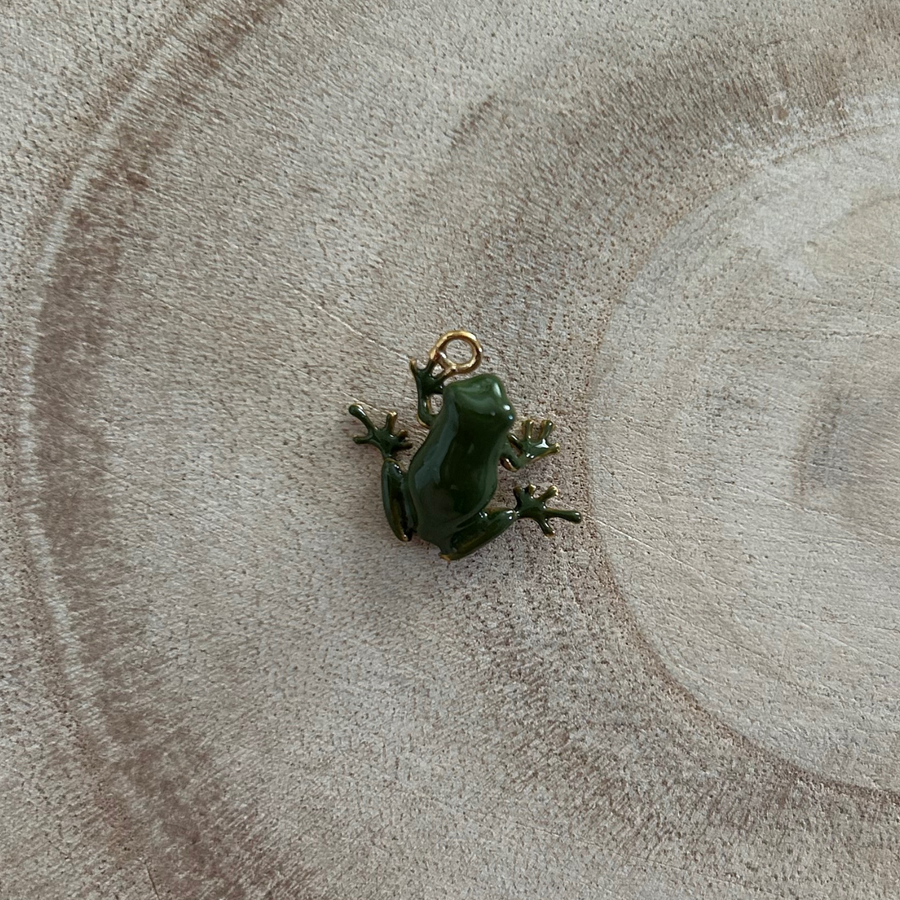 Charm grenouille verte en acier inoxydable doré pour bijou personnalisable 