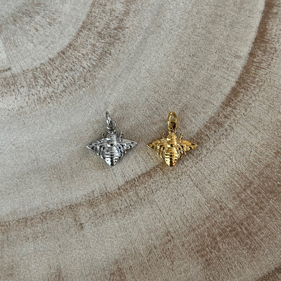 Charm abeille doré et argenté en acier inoxydable 