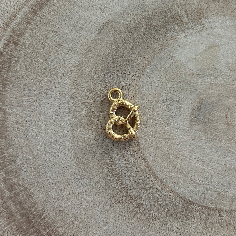 Charm bretzel en acier inoxydable doré pour bijou personnalisable 