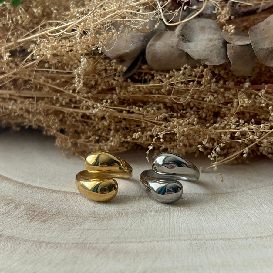 Bague ajustable en acier inoxydable doré et argenté 