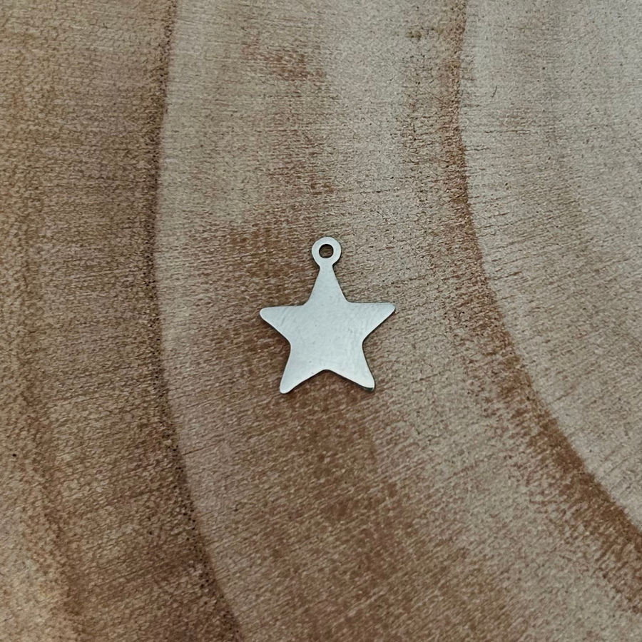 Charm étoile en acier inoxydable argenté pour bijou personnalisable 