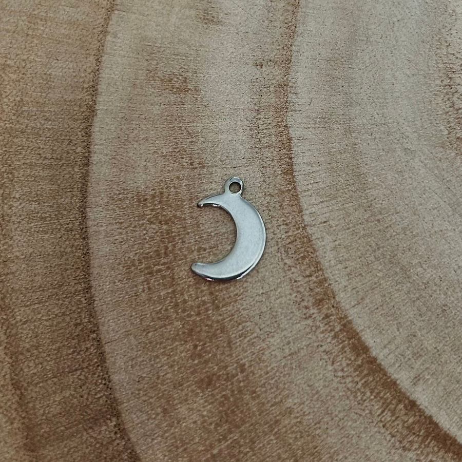 Charm lune en acier inoxydable argenté pour bijou personnalisable 