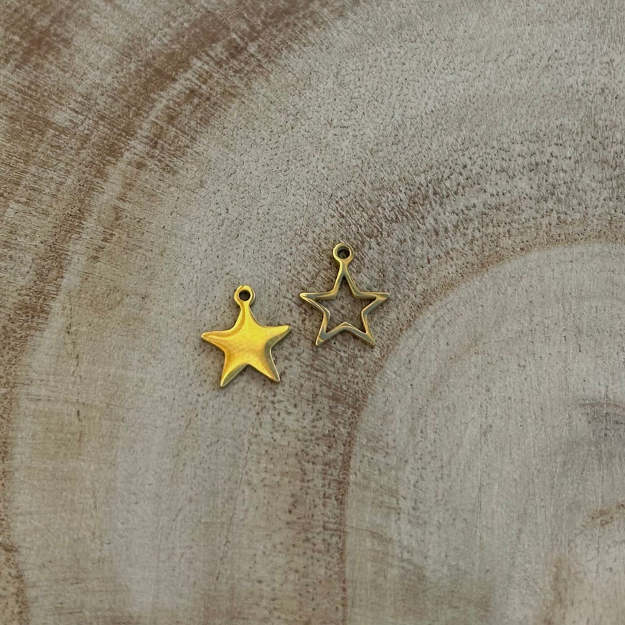 Deux charms étoile en acier inoxydable doré pour bijou personnalisable       