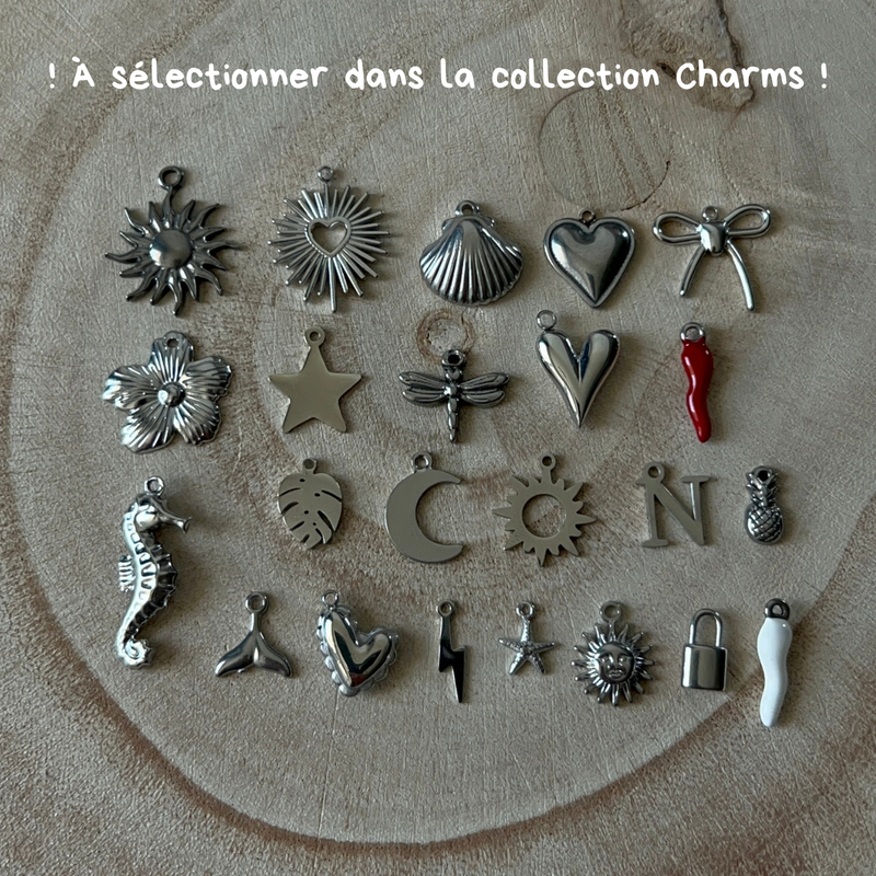 charms argenté en acier inoxydable