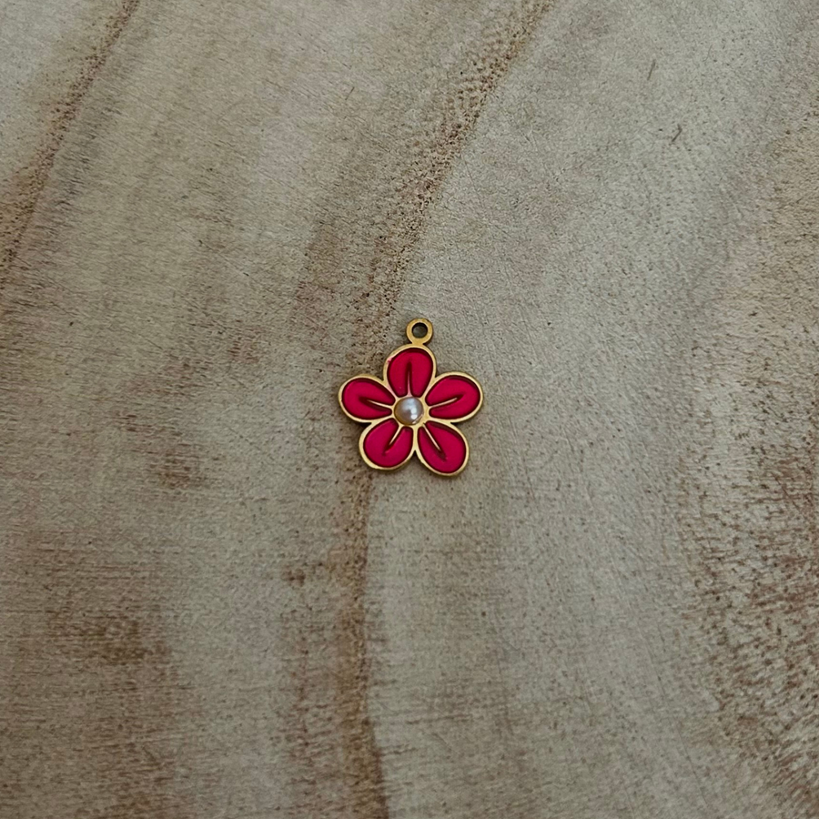 Charm fleur rose en acier inoxydable doré pour bijou personnalisable