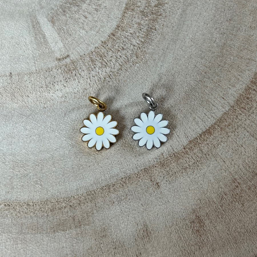 Charm marguerite doré et argenté en acier inoxydable 