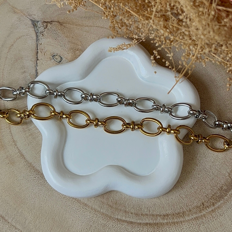 bracelet en doré ou argenté en acier inoxydable à personnaliser avec charms