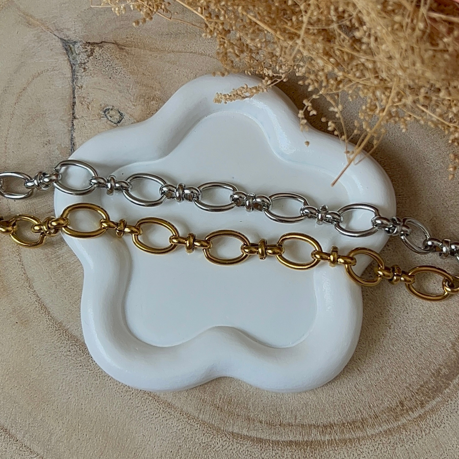 bracelet en doré ou argenté en acier inoxydable à personnaliser avec charms