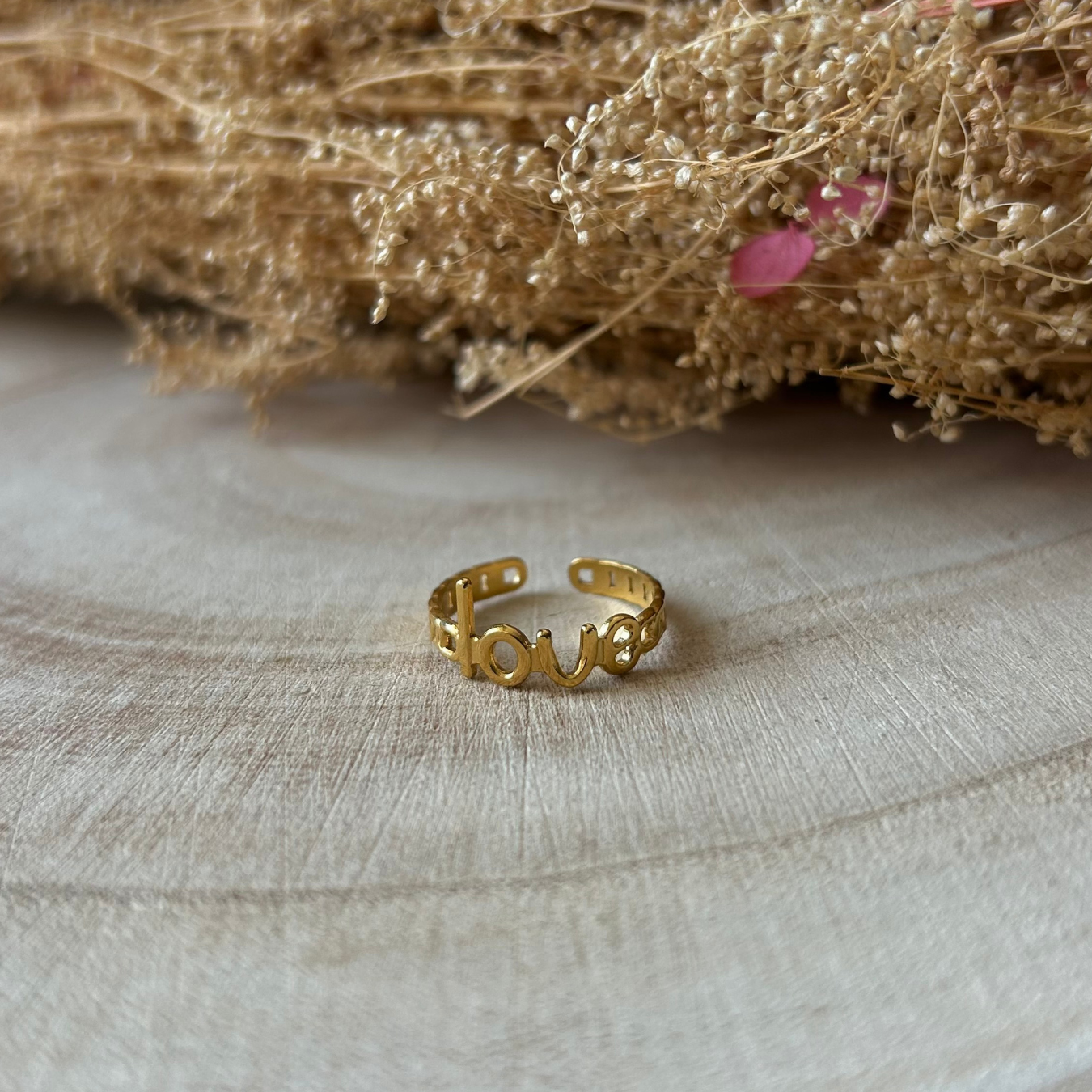 Bague ajustable en acier inoxydable doré