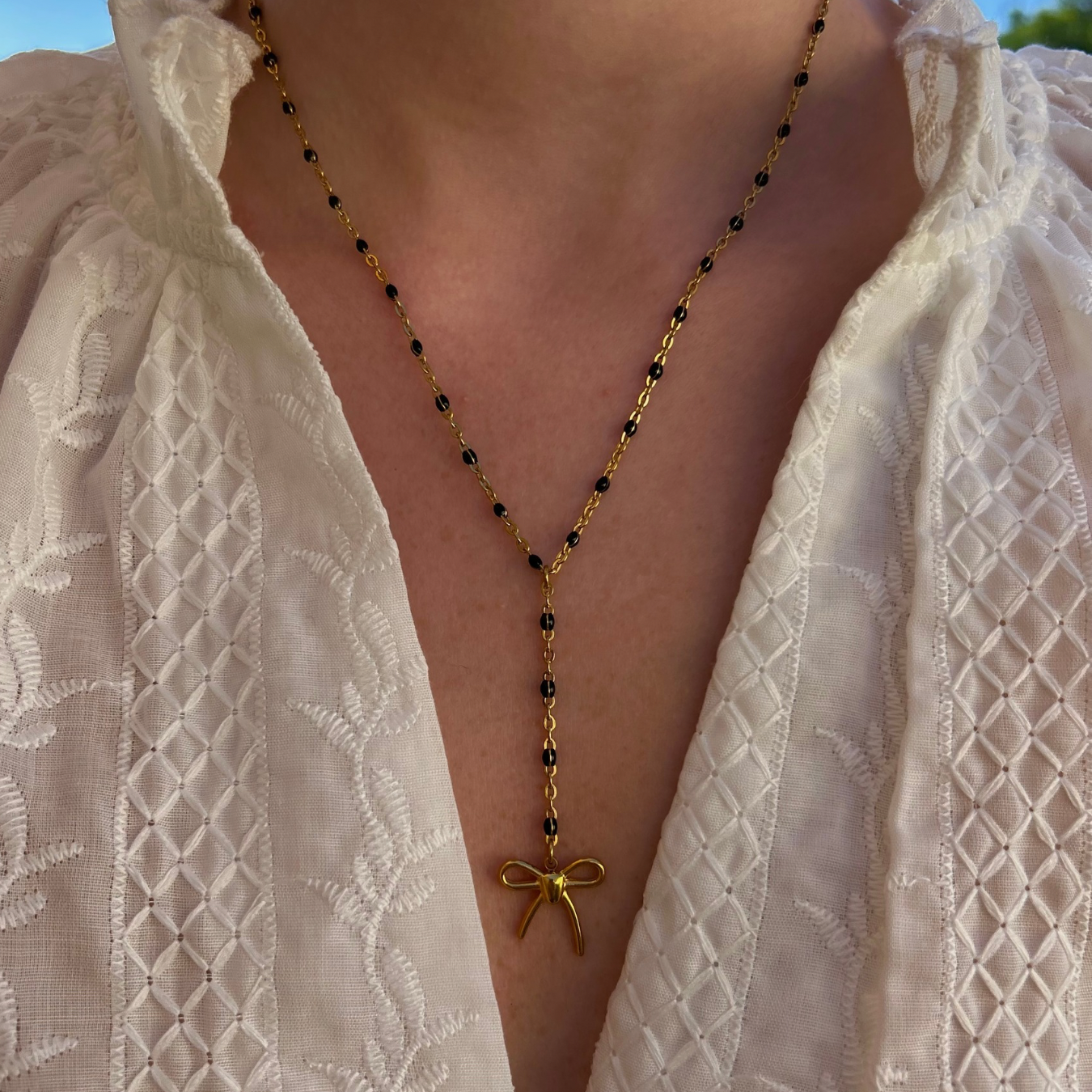 Sautoir à personnaliser avec charms, chaîne noir en acier inoxydable